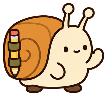 The NomadCarpenter snail waving, a pencil strapped to its shell